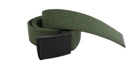 Pasek Parciany PolskaGalanteria Bawełniany PARCIAK 40 mm Z CZARNĄ Bezniklową Klamrą Zatrzaskową ZIELONY Szeroki