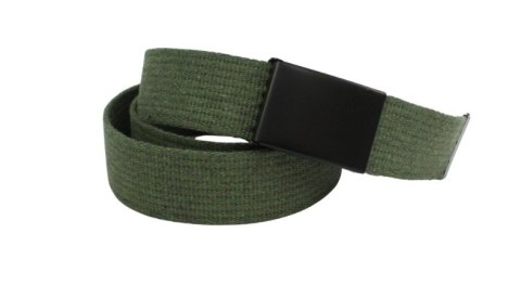Pasek Parciany PolskaGalanteria Bawełniany PARCIAK 40 mm Z CZARNĄ Bezniklową Klamrą Zatrzaskową ZIELONY Szeroki