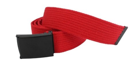 Pasek Parciany PolskaGalanteria Bawełniany PARCIAK 40 mm Z CZARNĄ Bezniklową Klamrą Zatrzaskową Czerwony Szeroki