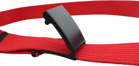 Pasek Parciany PolskaGalanteria Bawełniany PARCIAK 40 mm Z CZARNĄ Bezniklową Klamrą Zatrzaskową Czerwony Szeroki