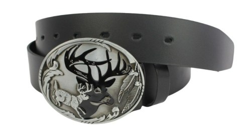 Pasek Skórzany COMPLEX (PL) Skóra Licowa 40 mm Klamra Pełna Na Bolczyk BLASZKA KBOL40/109 "SREBRNY JELEŃ"