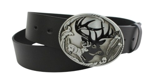 Pasek Skórzany COMPLEX (PL) Skóra Licowa 40 mm Klamra Pełna Na Bolczyk BLASZKA KBOL40/109 "SREBRNY JELEŃ"