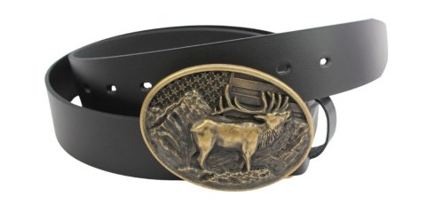 Pasek Skórzany COMPLEX (PL) Skóra Licowa 40 mm Klamra Pełna Na Bolczyk BLASZKA KBOL40/110 "ZŁOTY JELEŃ "