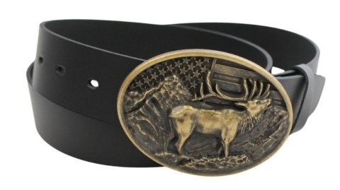 Pasek Skórzany COMPLEX (PL) Skóra Licowa 40 mm Klamra Pełna Na Bolczyk BLASZKA KBOL40/110 "ZŁOTY JELEŃ "