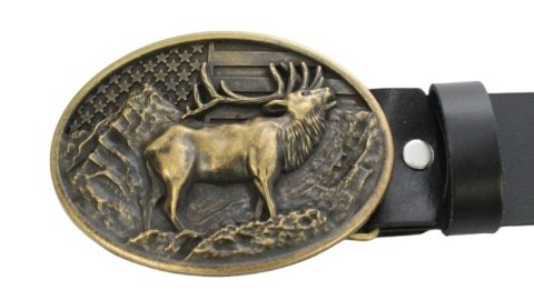 Pasek Skórzany COMPLEX (PL) Skóra Licowa 40 mm Klamra Pełna Na Bolczyk BLASZKA KBOL40/110 "ZŁOTY JELEŃ "