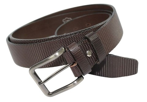 Pasek Skórzany Męski PAS-MAX (PL) CZEKOLADOWY TŁOCZONY 40 mm NADWYMIAR BARDZO DŁUGI XXL k43