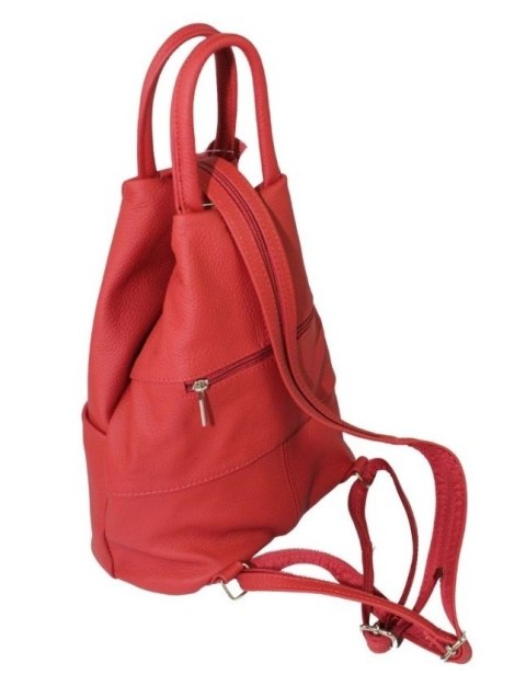 Plecak Skórzany PolskaGalanteria (PL) JOANNA Skóra Naturalna Licowa CIEMNY CZERWONY