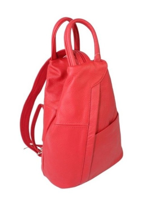 Plecak Skórzany PolskaGalanteria (PL) JOANNA Skóra Naturalna Licowa MALINOWY