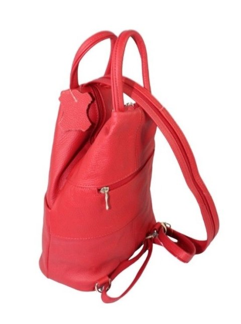 Plecak Skórzany PolskaGalanteria (PL) JOANNA Skóra Naturalna Licowa MALINOWY