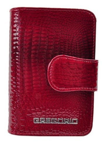 Portfel Damski Skóra Naturalna GREGORIO Średni Z Suwakiem Piórnik Lakierowany FS-115 FIOLETOWY RFID 12,5 x 8,5 x 3 [cm]