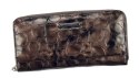 Portfel Damski Skóra Naturalna Lakierowana GREGORIO Duży Z Metalowym Suwakiem Piórnik FZ-111 SZARY 18,5 x 9,5 x 3,5 [cm]