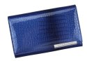 Portfel Damski Skórzany GREGORIO Duży Z Suwakiem Lakierowany RFID GF-112 NIEBIESKI 15 x 10 x 4 [cm]