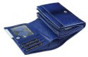 Portfel Damski Skórzany GREGORIO Duży Z Suwakiem Lakierowany RFID GF-112 NIEBIESKI 15 x 10 x 4 [cm]