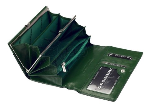 Portfel Damski Skórzany GREGORIO Średni Z Klamrą Lakierowany FZ-101 CZERWONY 15,5 x 9,5 x 4 [cm]