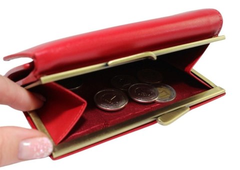 Portfel Damski Skórzany Harvey Miller Skóra Bydlęca Klamra 14 cm  PL10 CZERWONY 14,5 x 9 x 3,5 [cm]