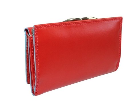 Portfel Damski Skórzany Harvey Miller Skóra Bydlęca Klamra 14 cm  PL10 CZERWONY 14,5 x 9 x 3,5 [cm]