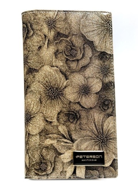 Portfel Damski Skórzany Peterson Lakierowany Długi Z Suwakiem Na Zewnątrz PTN-PS1431 ZŁOTY 19,5 x 10 x 3,5 [cm]