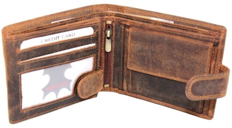 Portfel Męski NORDEE Skóra Licowa Duży Poziomy Z Zapinką Dwa Skrzydełka ''MOTYW KACZKA'' L-895 10,5 x 7 x 2 [cm]