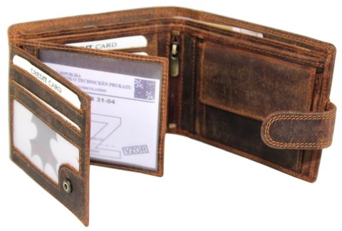 Portfel Męski NORDEE Skóra Licowa Duży Poziomy Z Zapinką Dwa Skrzydełka ''MOTYW KACZKA'' L-895 10,5 x 7 x 2 [cm]