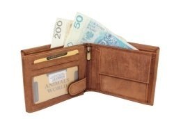 Portfel Męski Skóra Naturalna Peterson Duży Poziomy Z Łańcusziem N992C RFID KONIAKOWY ''MOTORCYCLE'' 12,5 x 10,5 x 3 [cm]