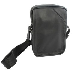 Skórzana Torba Na Ramię Pionowa GRETOS (PL) CZARNA Listonoszka Z Klapką 21 x 13 x 7 [cm]