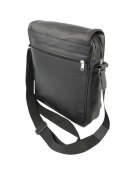 Skórzana Torba Na Ramię Pionowa GRETOS (PL) Listonoszka Z Klapką CZARNA 37 x 30 x 7 [cm]