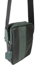 Torba męska skórzana GRETOS MAROUS (PL) Skóra Naturalna CZARNO-ZIELONA 25 x 17 x 6 [cm]