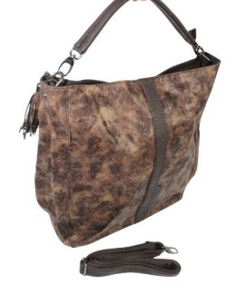 Torebka Jennifer Jones Shopper Bag Skóra Włoska JJ3439 BRĄZOWA TEKSTURA 40 x 35 x 18 [cm] 