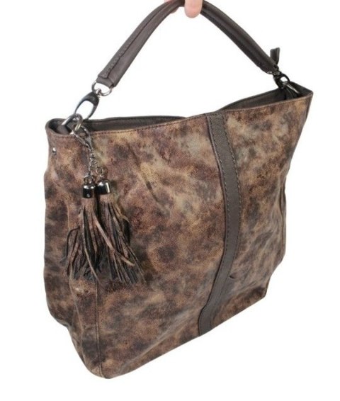 Torebka Jennifer Jones Shopper Bag Skóra Włoska JJ3439 BRĄZOWA TEKSTURA 40 x 35 x 18 [cm] 