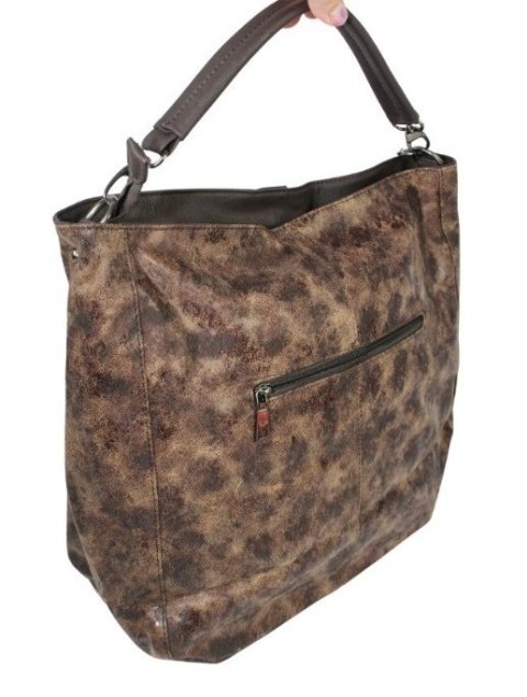 Torebka Jennifer Jones Shopper Bag Skóra Włoska JJ3439 BRĄZOWA TEKSTURA 40 x 35 x 18 [cm] 