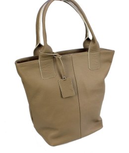 Torebka Skórzana MAGRE (PL) KLEOPATRA Shopper Bag Skóra Naturalna KAWA Z MLEKIEM