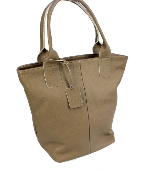 Torebka Skórzana MAGRE (PL) KLEOPATRA Shopper Bag Skóra Naturalna KAWA Z MLEKIEM