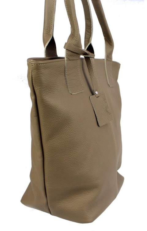 Torebka Skórzana MAGRE (PL) KLEOPATRA Shopper Bag Skóra Naturalna KAWA Z MLEKIEM