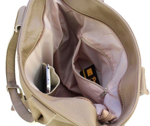 Torebka Skórzana MAGRE (PL) KLEOPATRA Shopper Bag Skóra Naturalna KAWA Z MLEKIEM