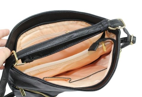 Torebka Z Funkcją Plecaka 2w1 Ze Skóry Włoskiej Ekologicznej Rovicky (PL) R-KP-18-A19 CZARNA 38 x 32 x 14 [cm]