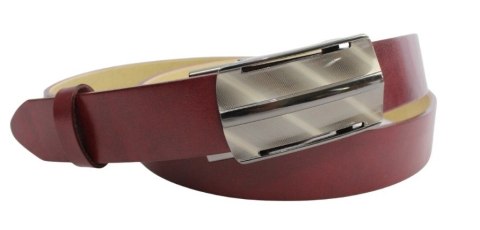 Wizytowy Pasek Skórzany 35 mm PAS-MAX (PL) Pełna Klamra AUTOMAT/SAMOZACISK Garnitur CZEREŚNIOWY K61 ASZ35/KASZ85