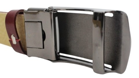 Wizytowy Pasek Skórzany 35 mm PAS-MAX (PL) Pełna Klamra AUTOMAT/SAMOZACISK Garnitur CZEREŚNIOWY K61 ASZ35/KASZ85