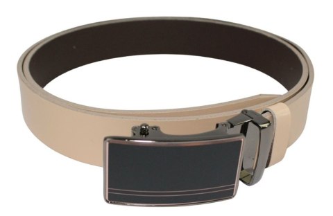 Wizytowy Pasek Skórzany 35 mm Polska Galanteria (PL) Pełna Klamra AUTOMAT/SAMOZACISK Garnitur KREMOWY ASZ35/KASZ31