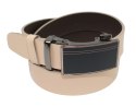 Wizytowy Pasek Skórzany 35 mm Polska Galanteria (PL) Pełna Klamra AUTOMAT/SAMOZACISK Garnitur KREMOWY ASZ35/KASZ31
