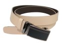 Wizytowy Pasek Skórzany 35 mm Polska Galanteria (PL) Pełna Klamra AUTOMAT/SAMOZACISK Garnitur KREMOWY ASZ35/KASZ31