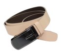 Wizytowy Pasek Skórzany 35 mm Polska Galanteria (PL) Pełna Klamra AUTOMAT/SAMOZACISK Garnitur KREMOWY ASZ35/KASZ68