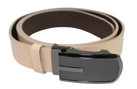 Wizytowy Pasek Skórzany 35 mm Polska Galanteria (PL) Pełna Klamra AUTOMAT/SAMOZACISK Garnitur KREMOWY ASZ35/KASZ68