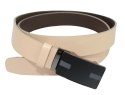 Wizytowy Pasek Skórzany 35 mm Polska Galanteria (PL) Pełna Klamra AUTOMAT/SAMOZACISK Garnitur KREMOWY ASZ35/KASZ77