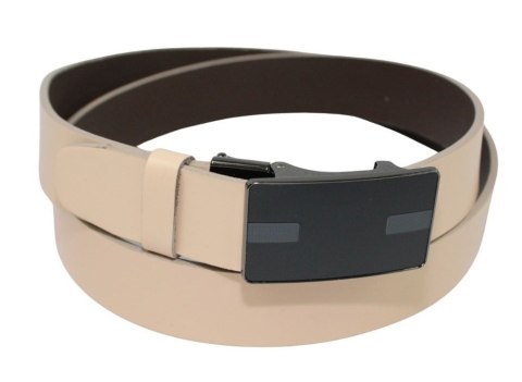 Wizytowy Pasek Skórzany 35 mm Polska Galanteria (PL) Pełna Klamra AUTOMAT/SAMOZACISK Garnitur KREMOWY ASZ35/KASZ77