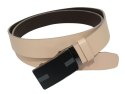 Wizytowy Pasek Skórzany 35 mm Polska Galanteria (PL) Pełna Klamra AUTOMAT/SAMOZACISK Garnitur KREMOWY ASZ35/KASZ77