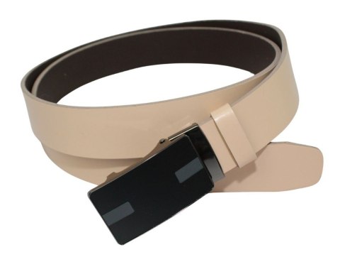 Wizytowy Pasek Skórzany 35 mm Polska Galanteria (PL) Pełna Klamra AUTOMAT/SAMOZACISK Garnitur KREMOWY ASZ35/KASZ77