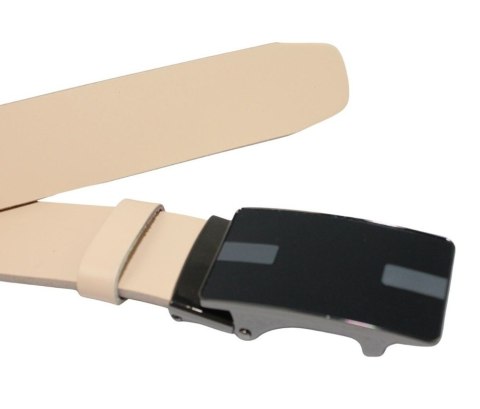 Wizytowy Pasek Skórzany 35 mm Polska Galanteria (PL) Pełna Klamra AUTOMAT/SAMOZACISK Garnitur KREMOWY ASZ35/KASZ77