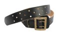 Wojskowy Pas Męski Skórzany OFICER RUBIN(PL) Skóra Licowa CZARNY MOSIĘŻNA KLAMRA Z Jasnym Spodem Płytka I Przeszyciami PO45C XXL