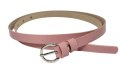 Pasek Damski Skórzany Gładki GRETOS (PL) 15 mm CIEMNY RÓŻOWY LAKIEROWANY