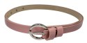 Pasek Damski Skórzany Gładki GRETOS (PL) 15 mm CIEMNY RÓŻOWY LAKIEROWANY